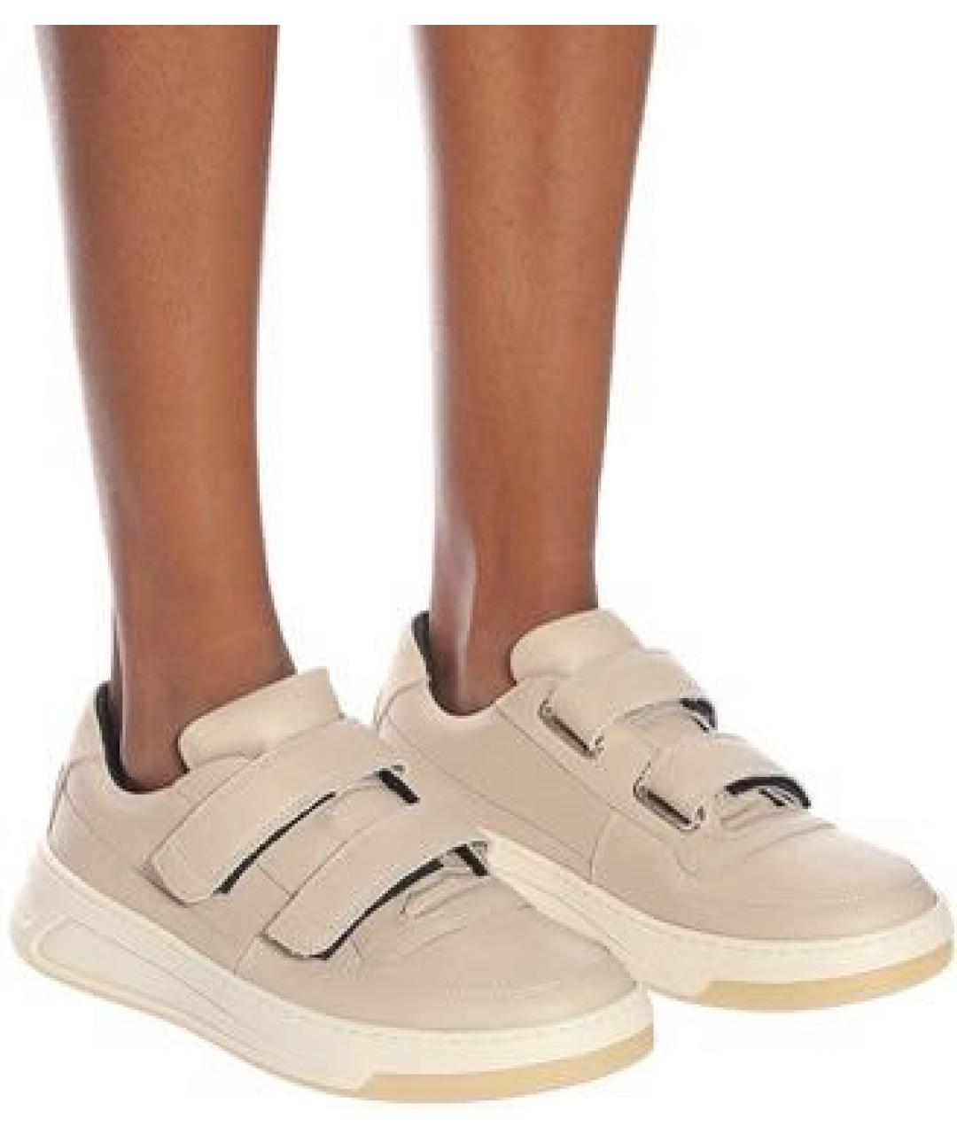 ACNE STUDIOS Бежевые кожаные кроссовки, фото 2