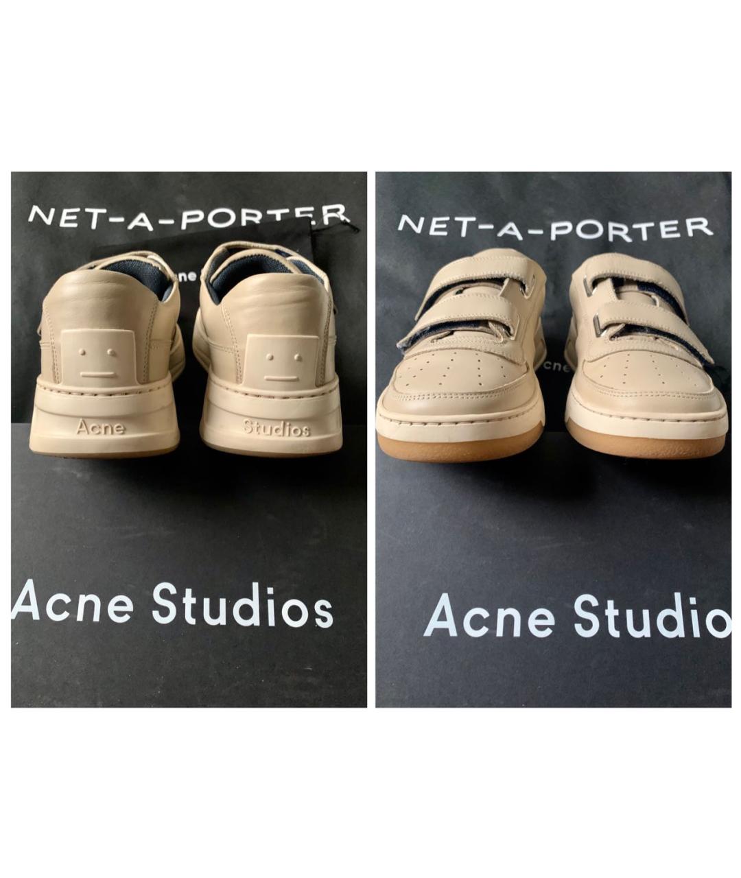 ACNE STUDIOS Бежевые кожаные кроссовки, фото 6