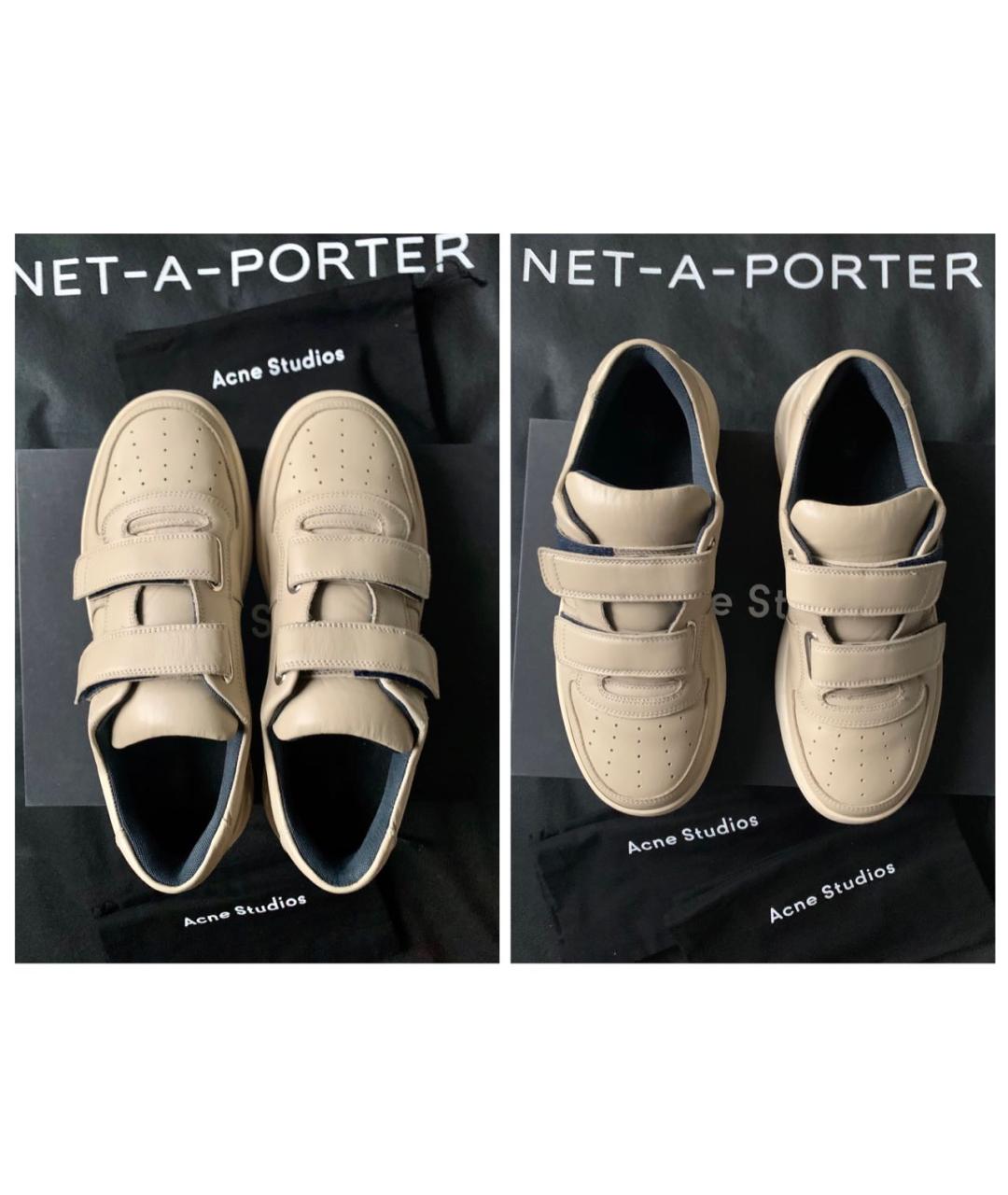 ACNE STUDIOS Бежевые кожаные кроссовки, фото 4
