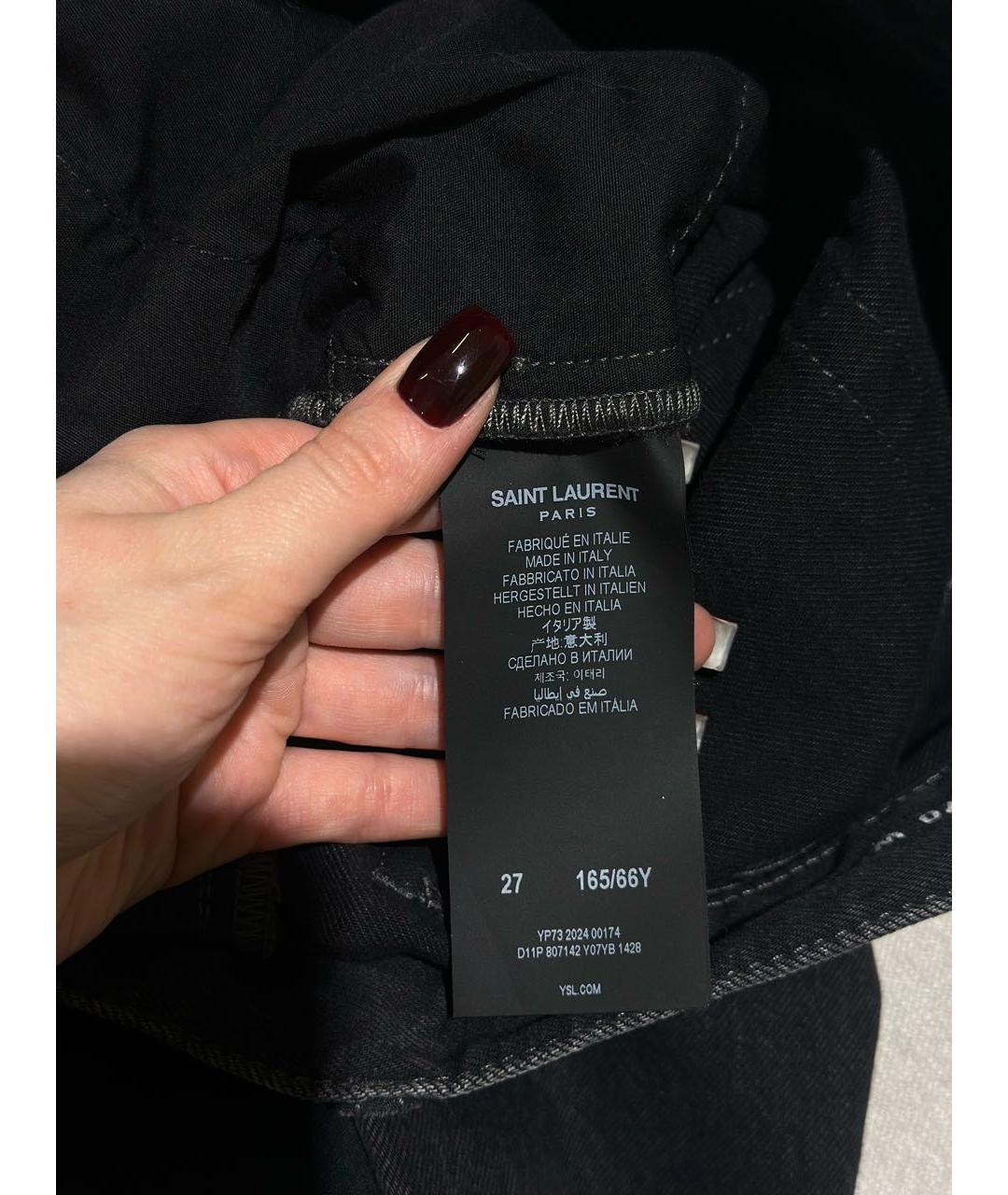 SAINT LAURENT Черные хлопковые джинсы слим, фото 5