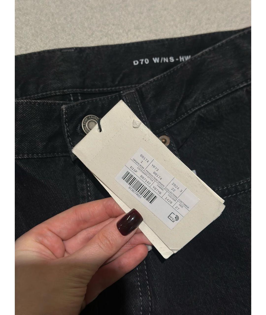 SAINT LAURENT Черные хлопковые джинсы слим, фото 3