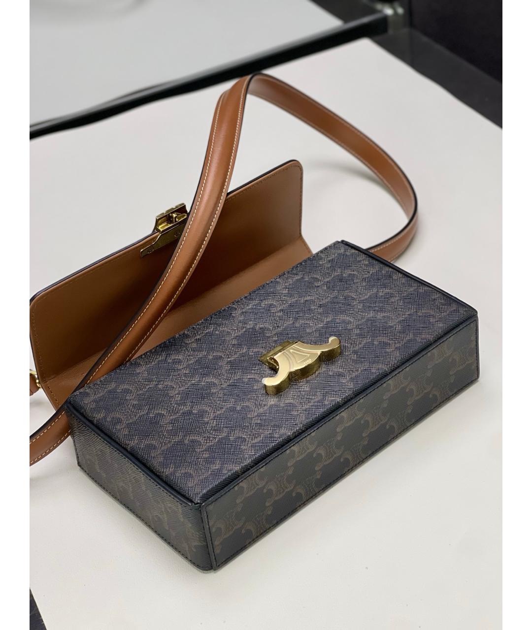 CELINE Коричневая сумка через плечо из искусственной кожи, фото 7