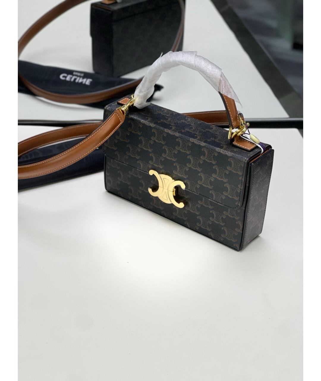 CELINE Коричневая сумка через плечо из искусственной кожи, фото 10