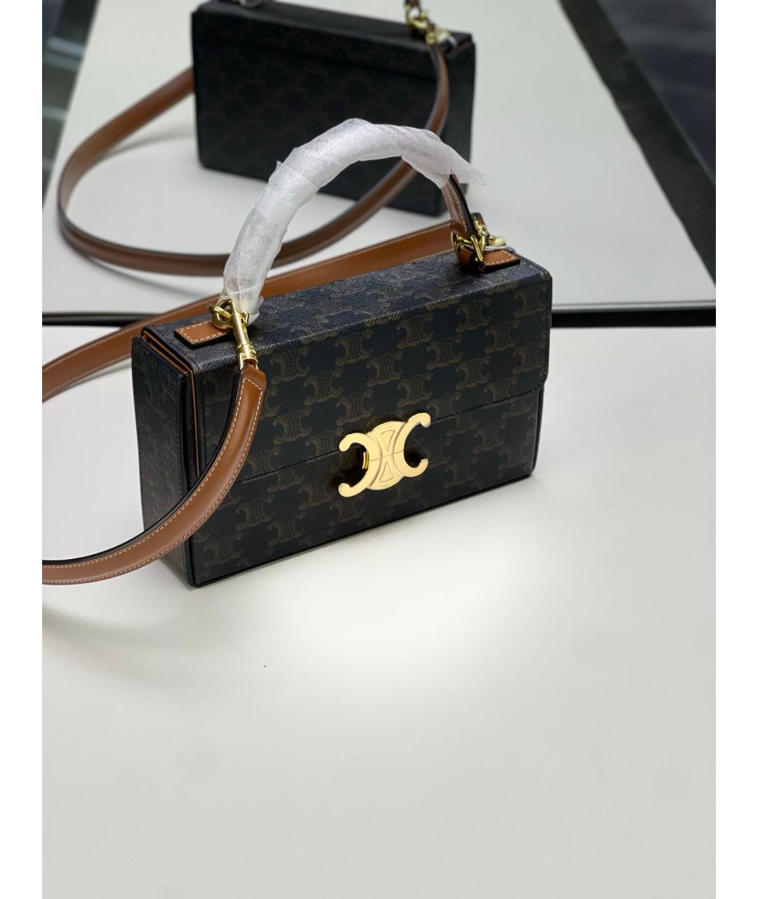 CELINE Коричневая сумка через плечо из искусственной кожи, фото 2