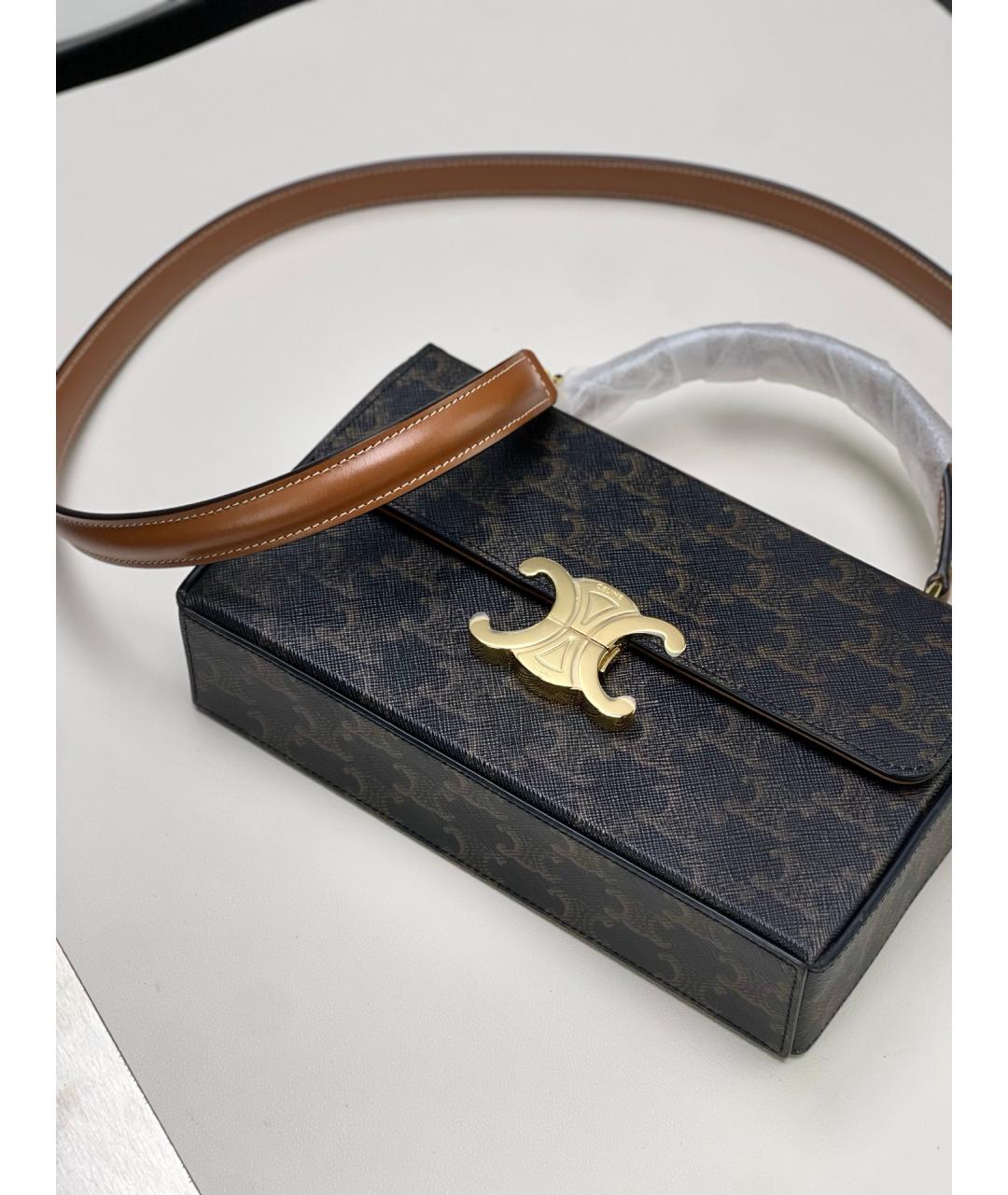 CELINE Коричневая сумка через плечо из искусственной кожи, фото 5