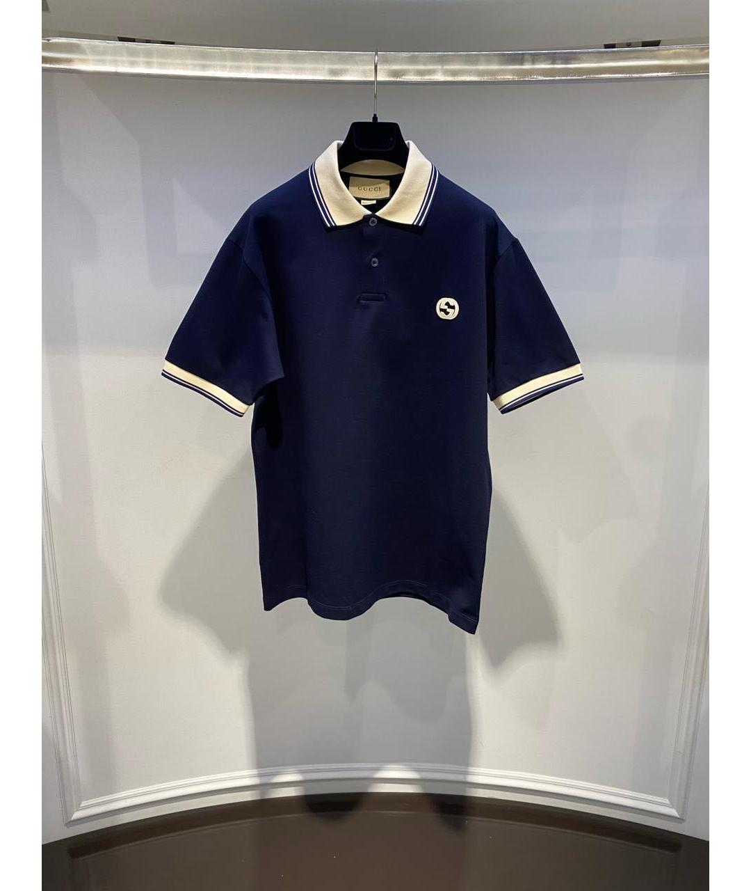 GUCCI Темно-синее поло с коротким рукавом, фото 2