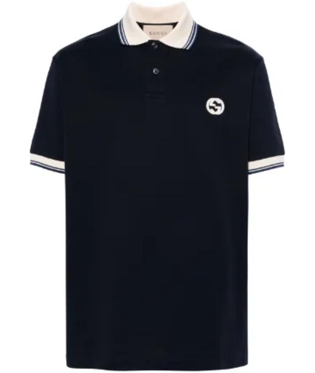GUCCI Темно-синее поло с коротким рукавом, фото 1