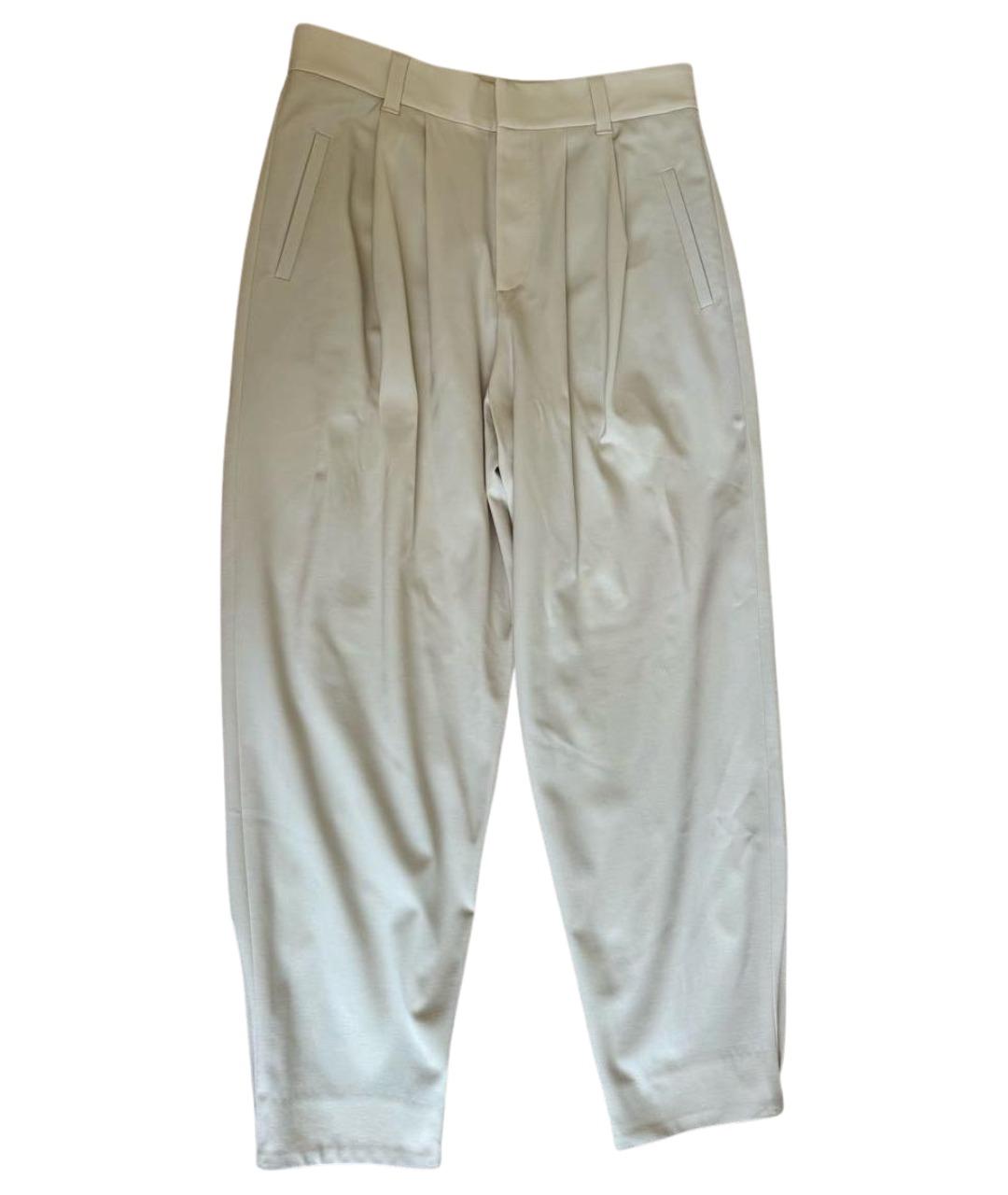 BRUNELLO CUCINELLI Бежевые шерстяные брюки широкие, фото 1