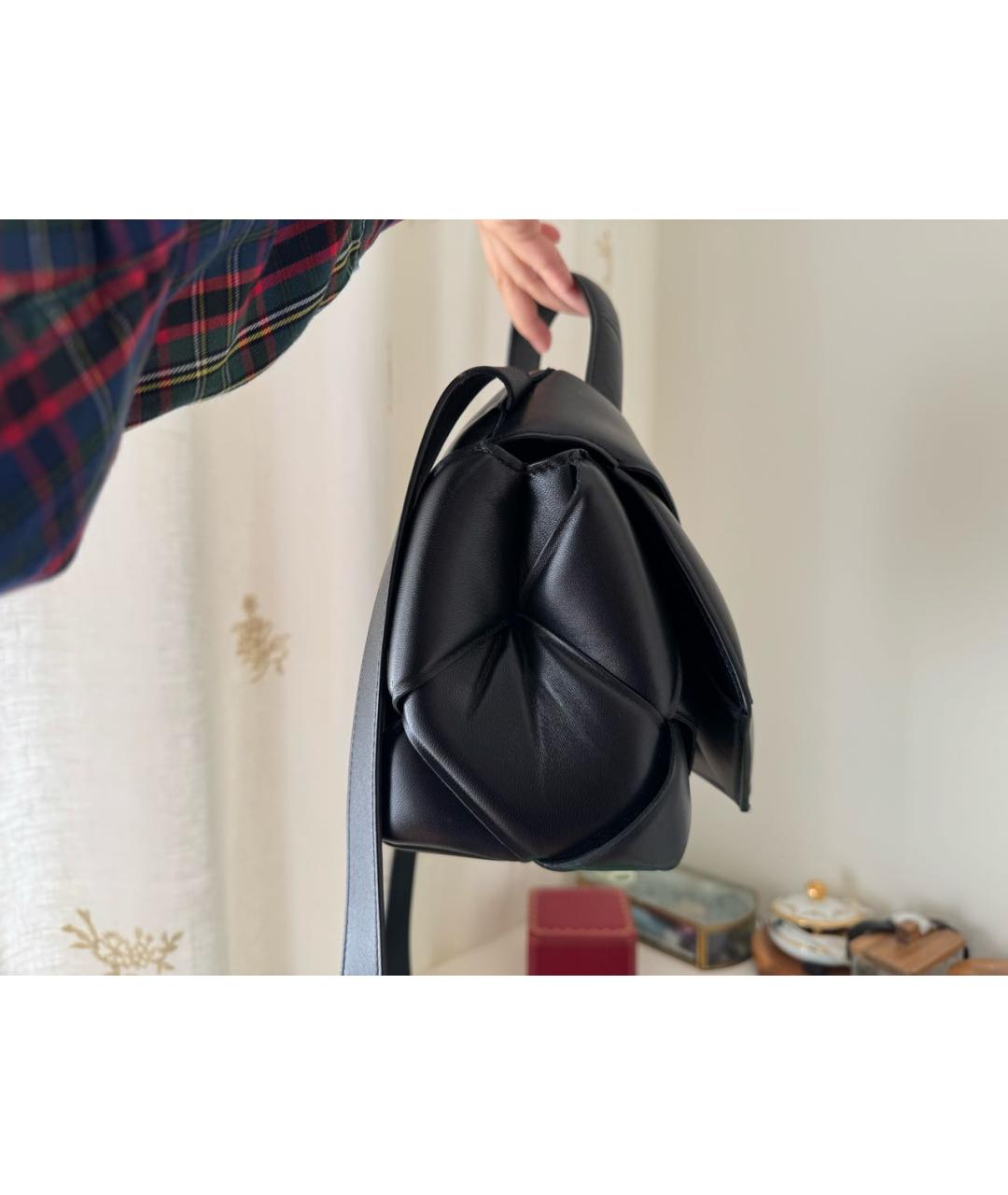 BOTTEGA VENETA Черная кожаная сумка через плечо, фото 2