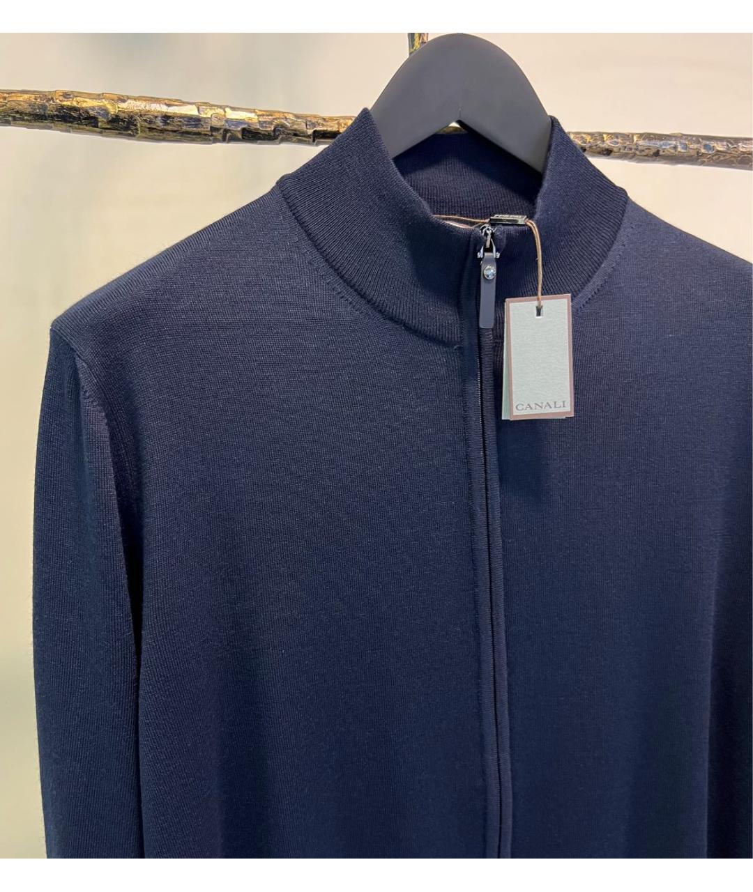 CANALI Темно-синий шерстяной кардиган, фото 3