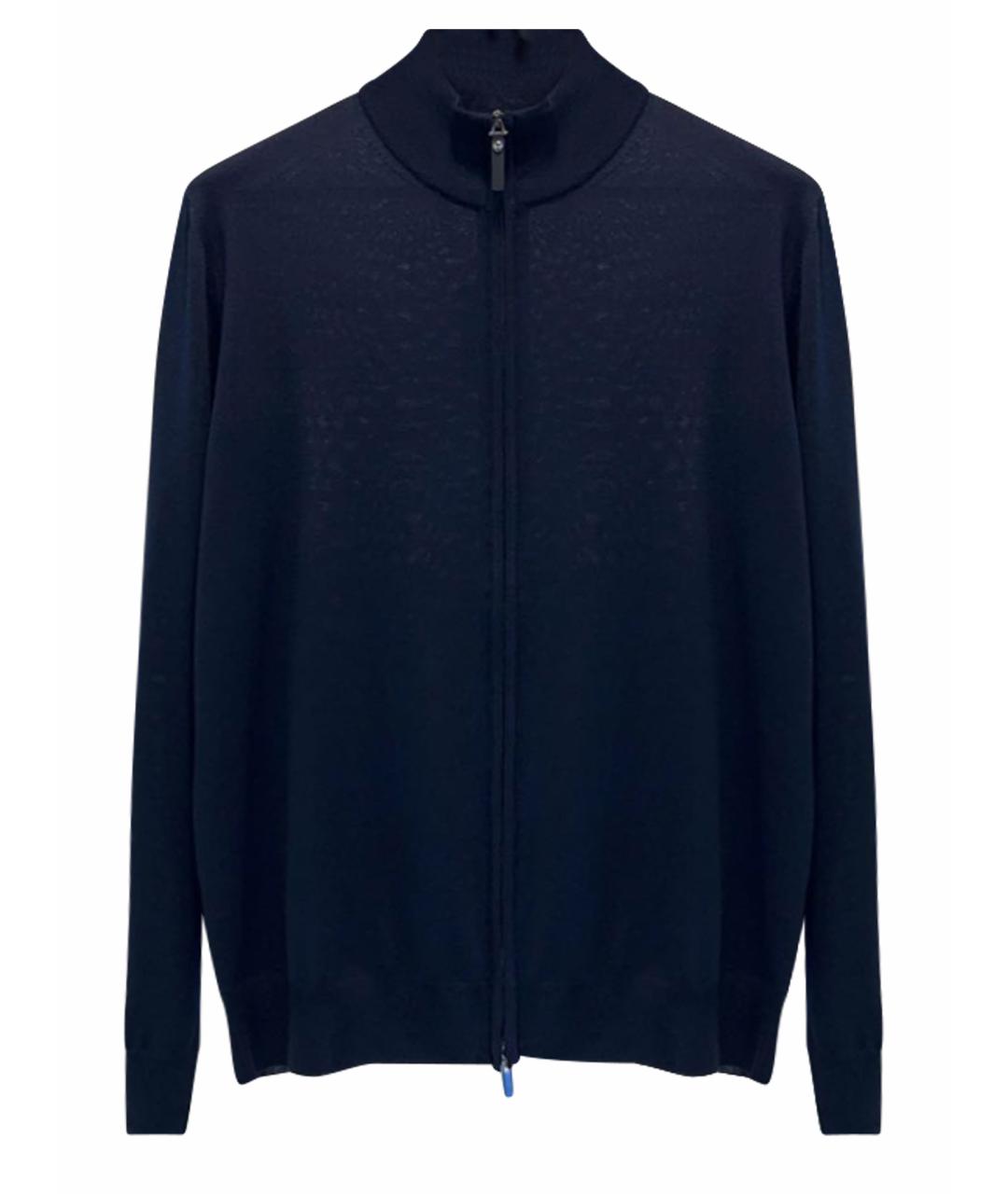 CANALI Темно-синий шерстяной кардиган, фото 1