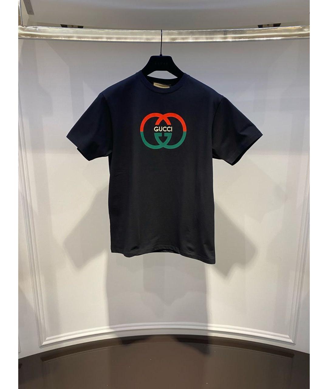 GUCCI Черная хлопковая футболка, фото 2