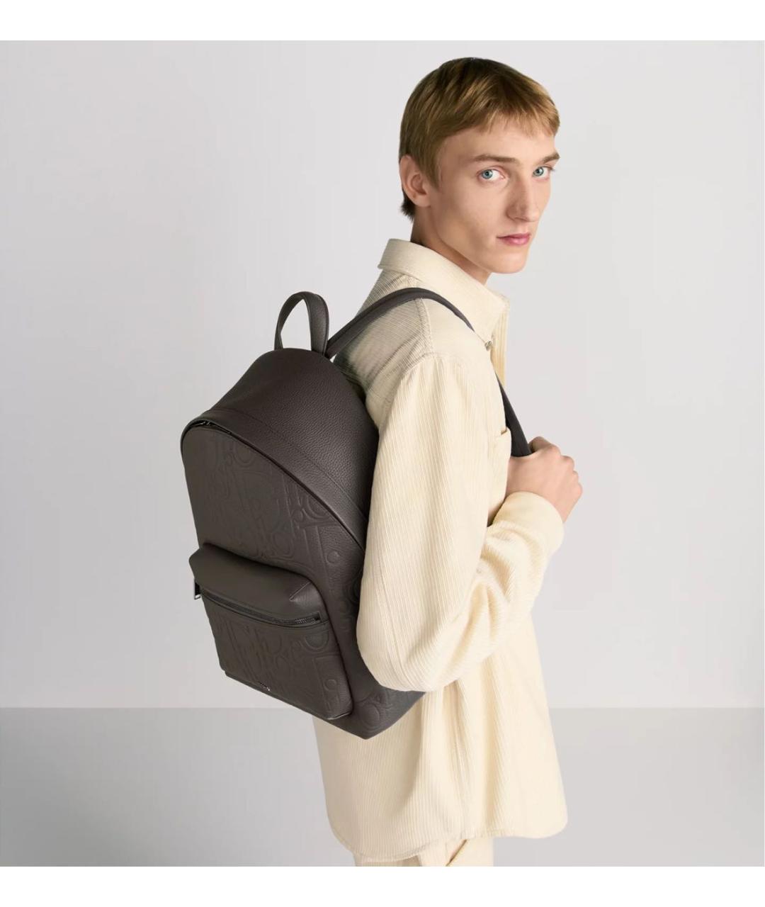 CHRISTIAN DIOR Серый кожаный рюкзак, фото 2