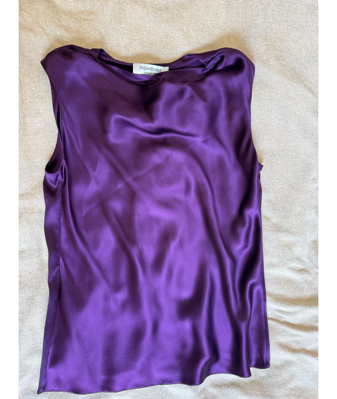 SAINT LAURENT Фиолетовая шелковая блузы, фото 7