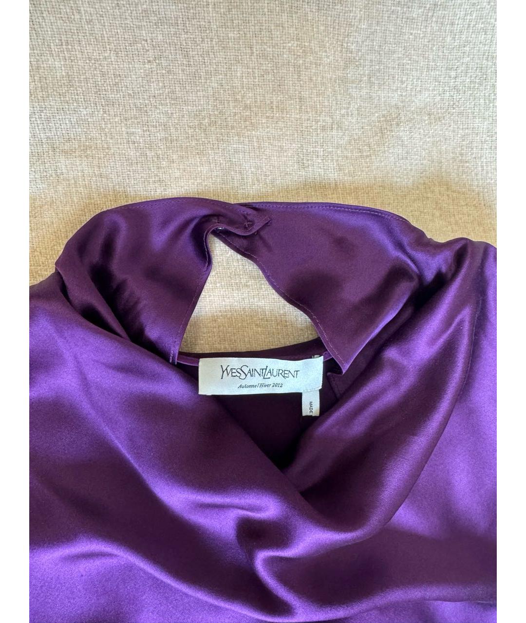 SAINT LAURENT Фиолетовая шелковая блузы, фото 4