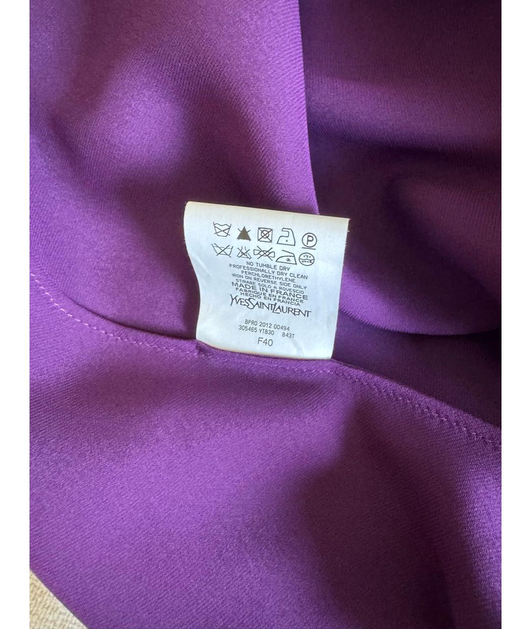 SAINT LAURENT Фиолетовая шелковая блузы, фото 5