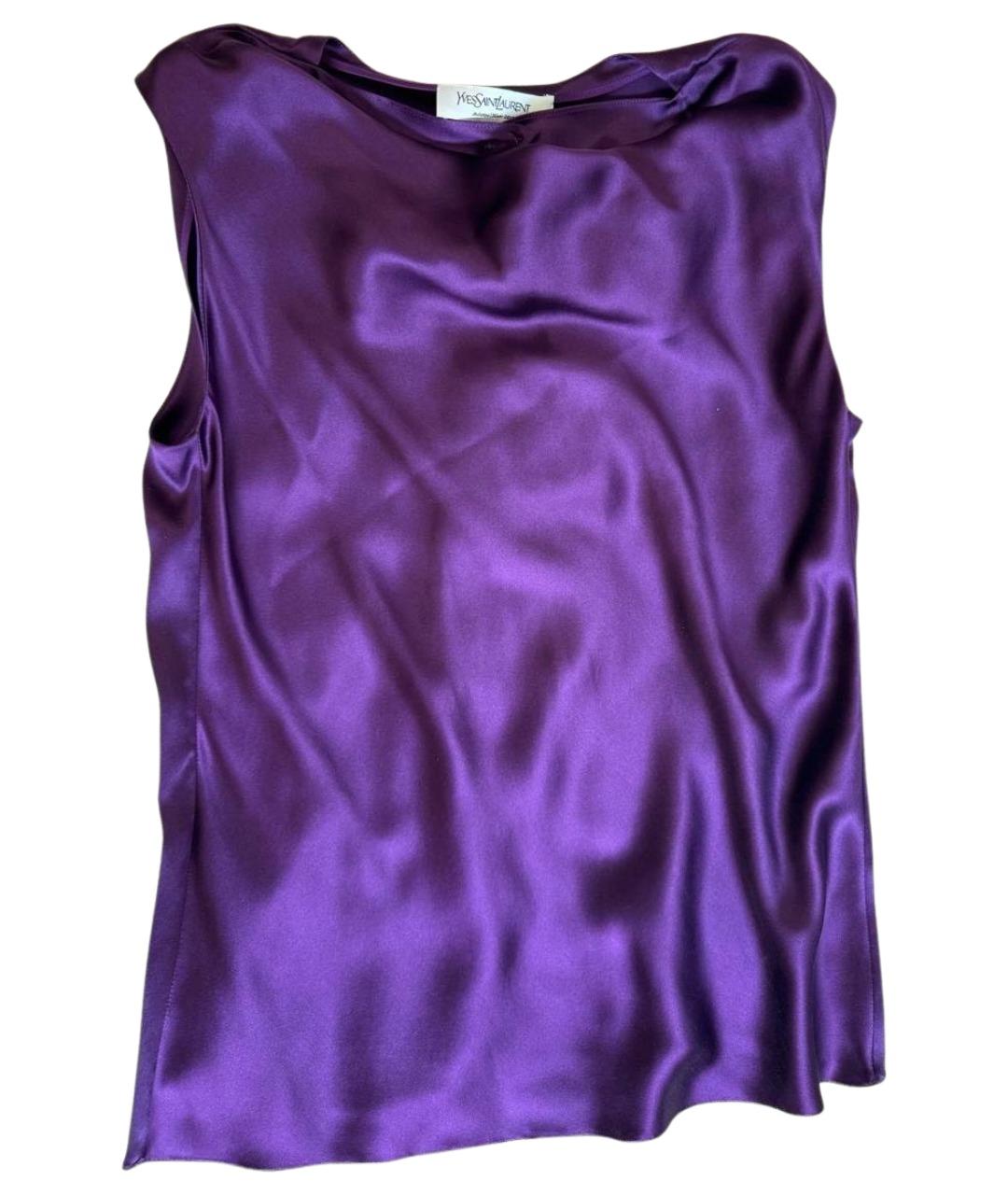 SAINT LAURENT Фиолетовая шелковая блузы, фото 1