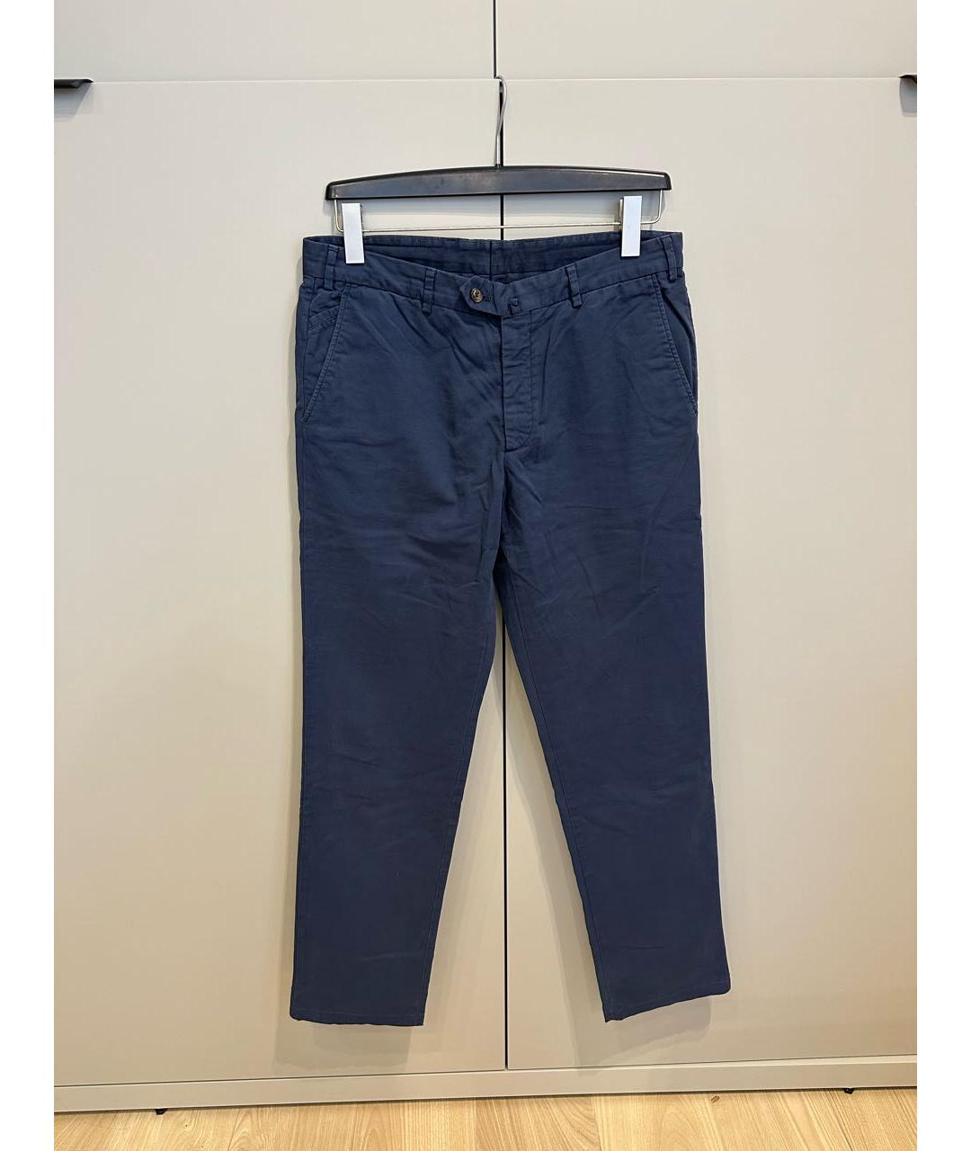 LORO PIANA Темно-синие хлопковые брюки чинос, фото 5