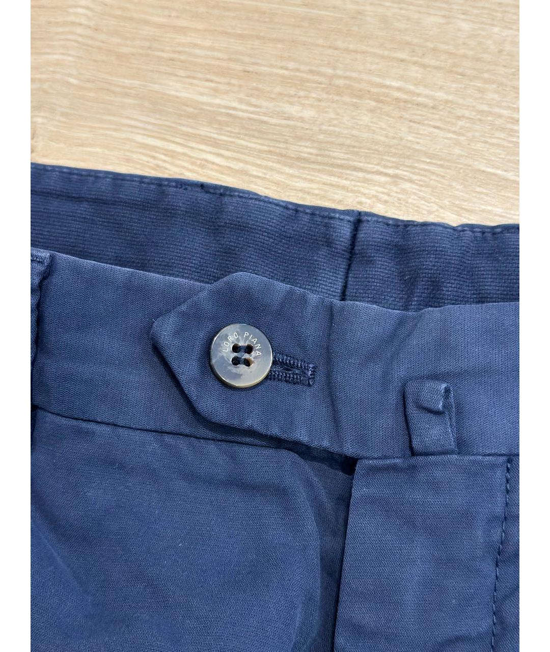 LORO PIANA Темно-синие хлопковые брюки чинос, фото 3