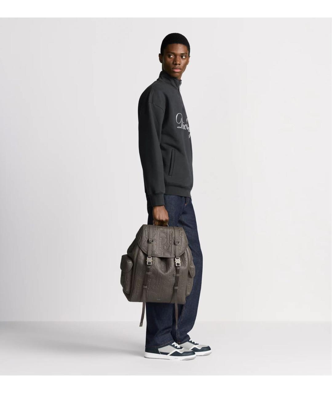 CHRISTIAN DIOR Серый кожаный рюкзак, фото 3