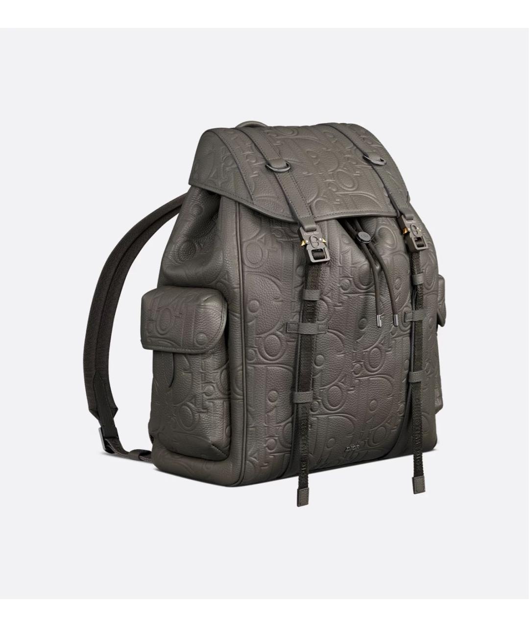 CHRISTIAN DIOR Серый кожаный рюкзак, фото 5