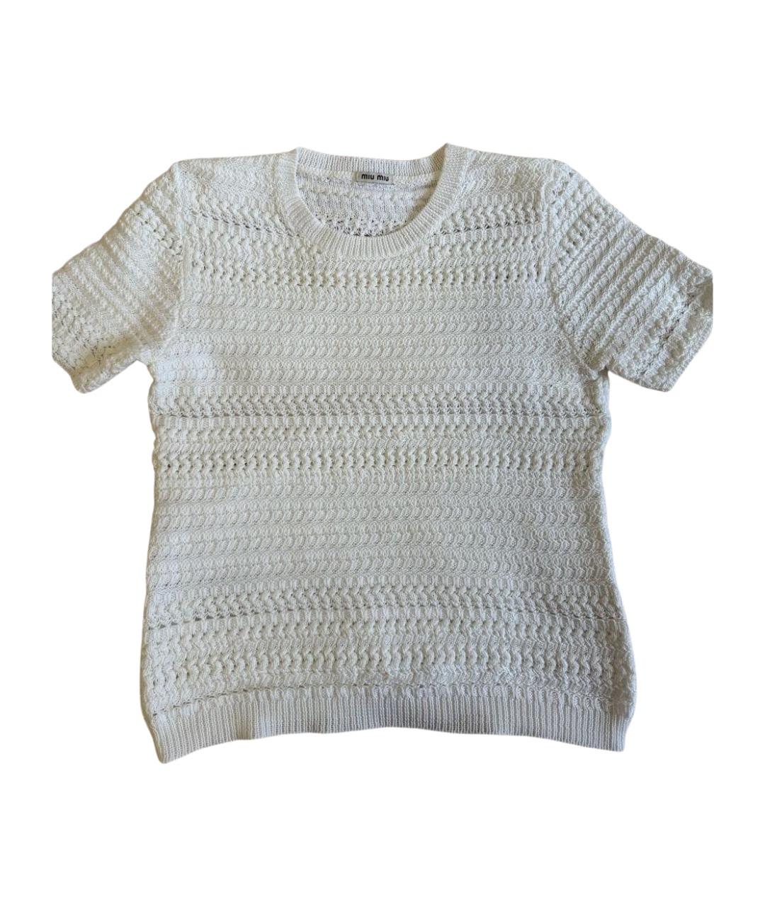 MIU MIU Белая хлопковая футболка, фото 1