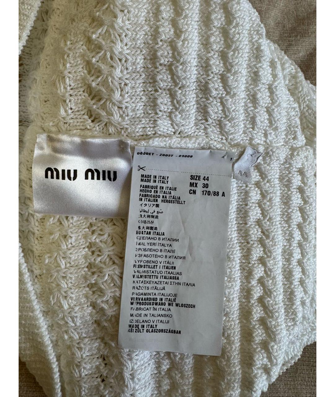 MIU MIU Белая хлопковая футболка, фото 4