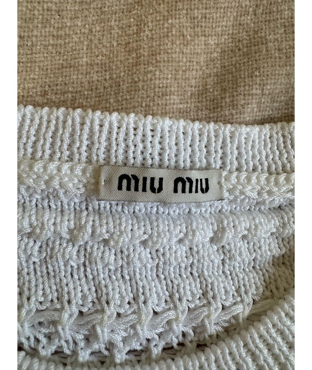 MIU MIU Белая хлопковая футболка, фото 3