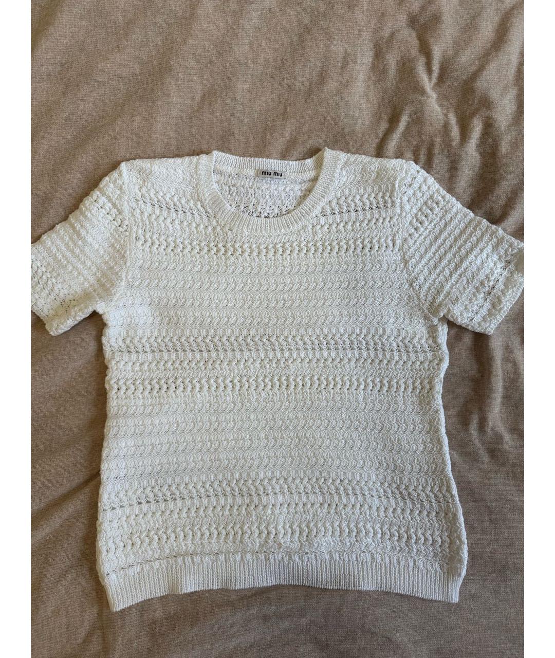 MIU MIU Белая хлопковая футболка, фото 8