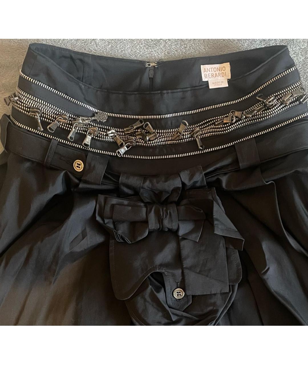 ANTONIO BERARDI Черная хлопковая юбка мини, фото 3