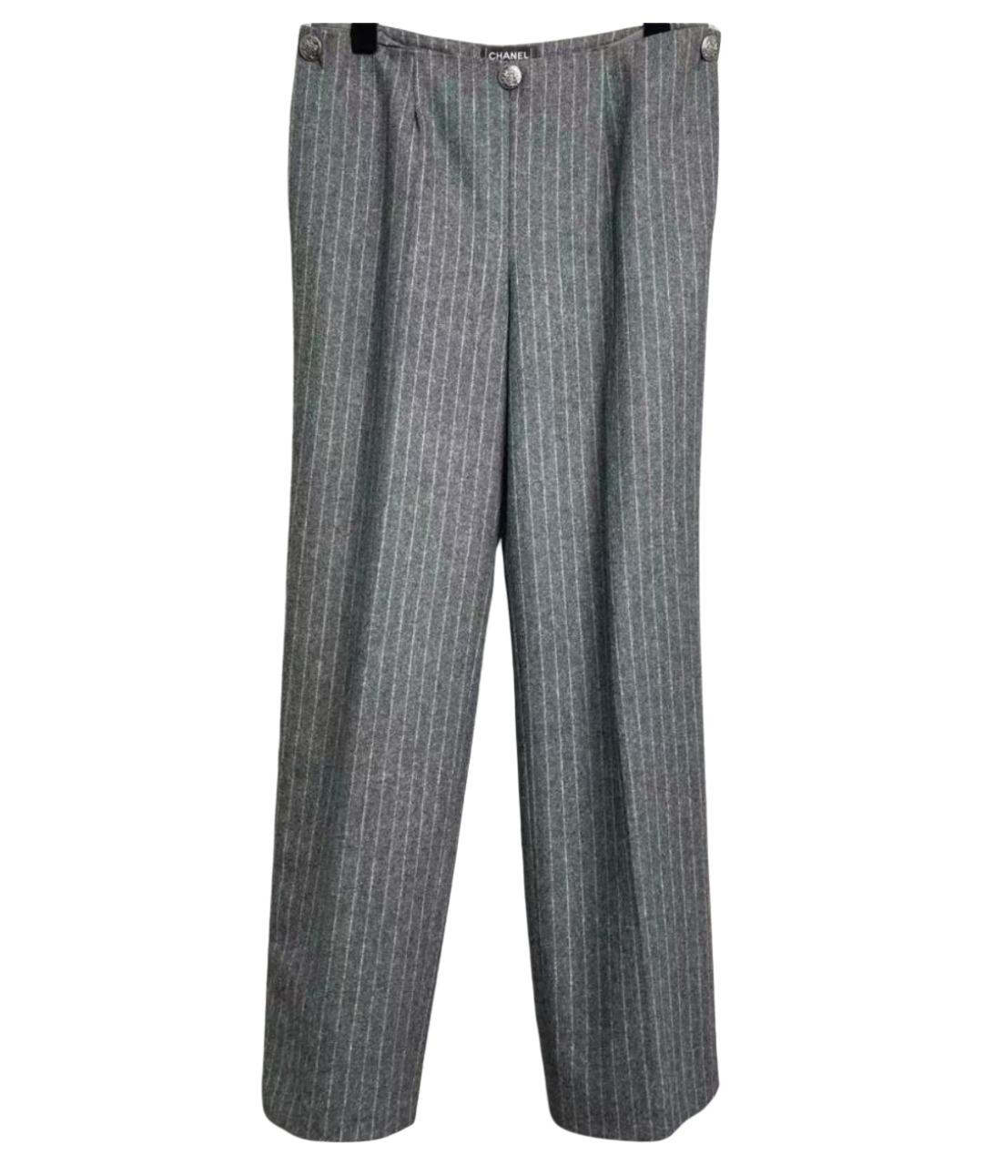 CHANEL Серые шерстяные прямые брюки, фото 1