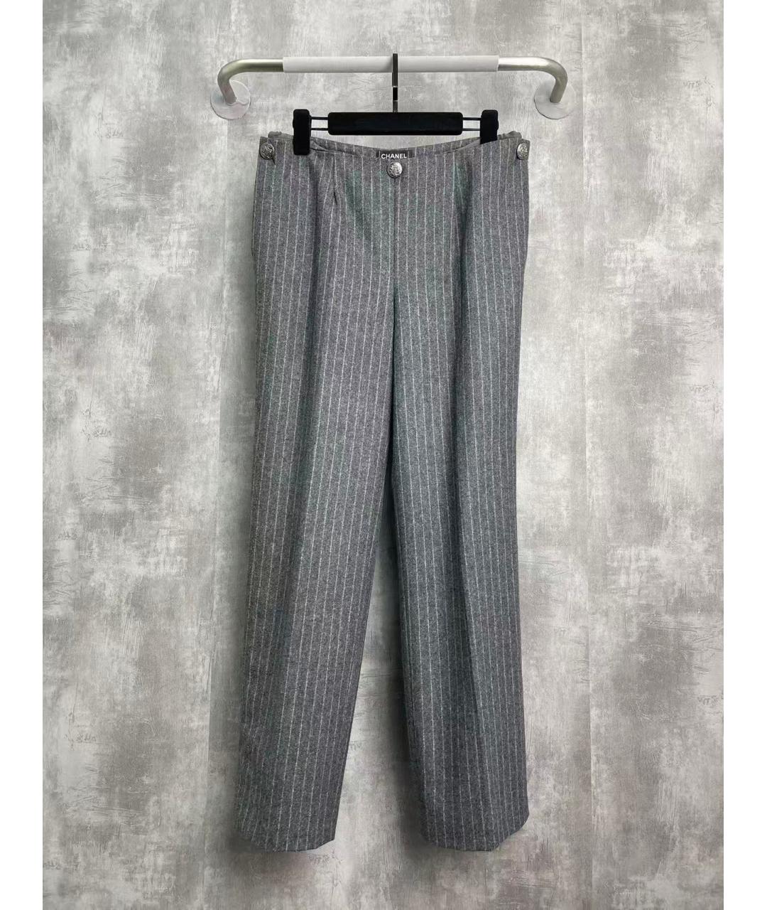 CHANEL Серые шерстяные прямые брюки, фото 5