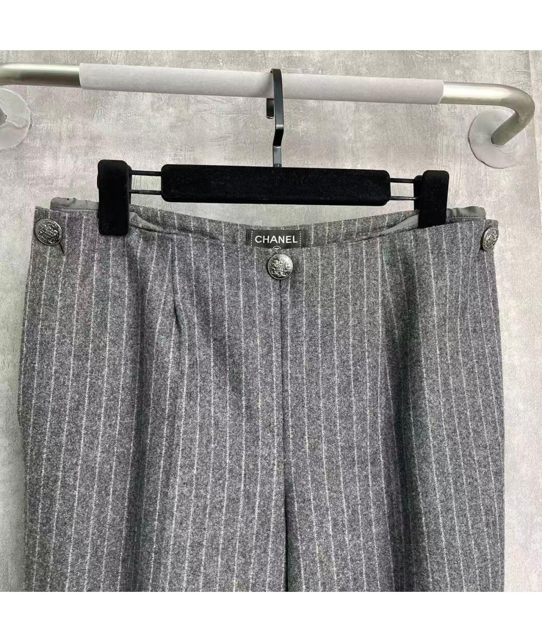 CHANEL Серые шерстяные прямые брюки, фото 2