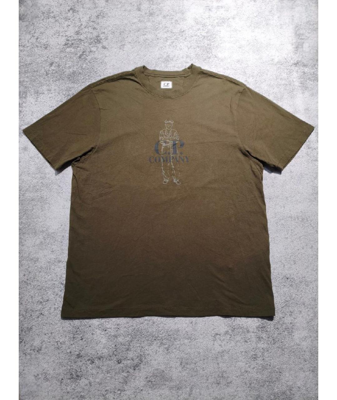 CP COMPANY Хаки хлопковая футболка, фото 1