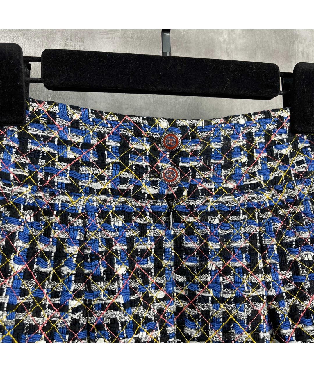 CHANEL Синяя твидовая юбка миди, фото 3