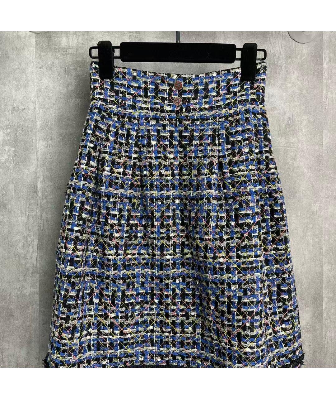 CHANEL Синяя твидовая юбка миди, фото 2