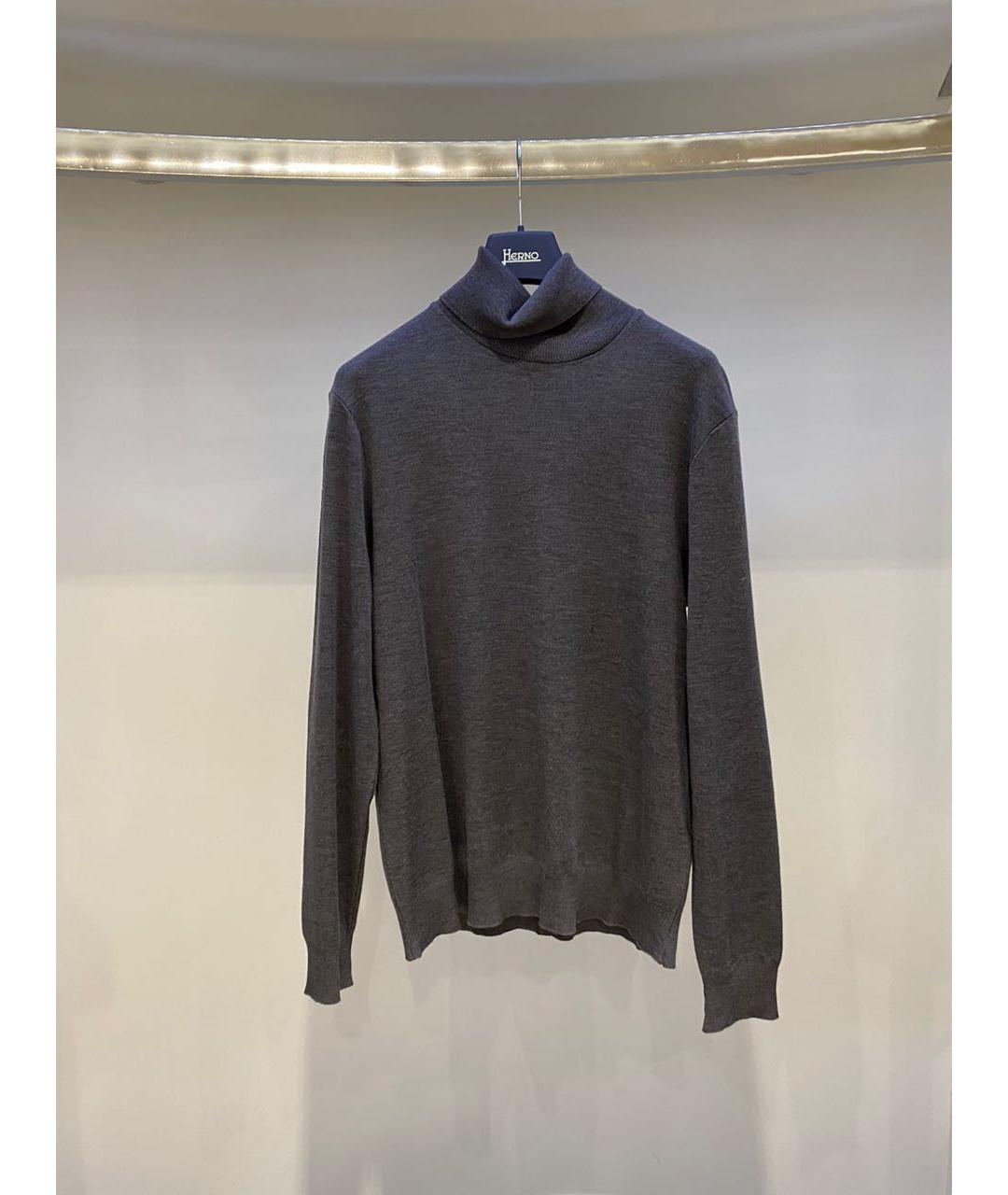 HERNO Серая шерстяная водолазка, фото 3