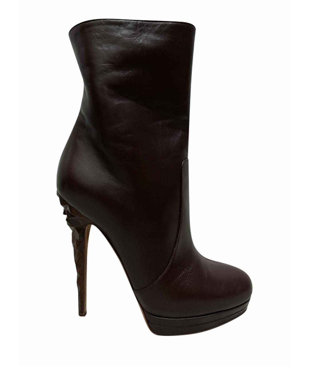 CASADEI Коричневые кожаные ботильоны, фото 1