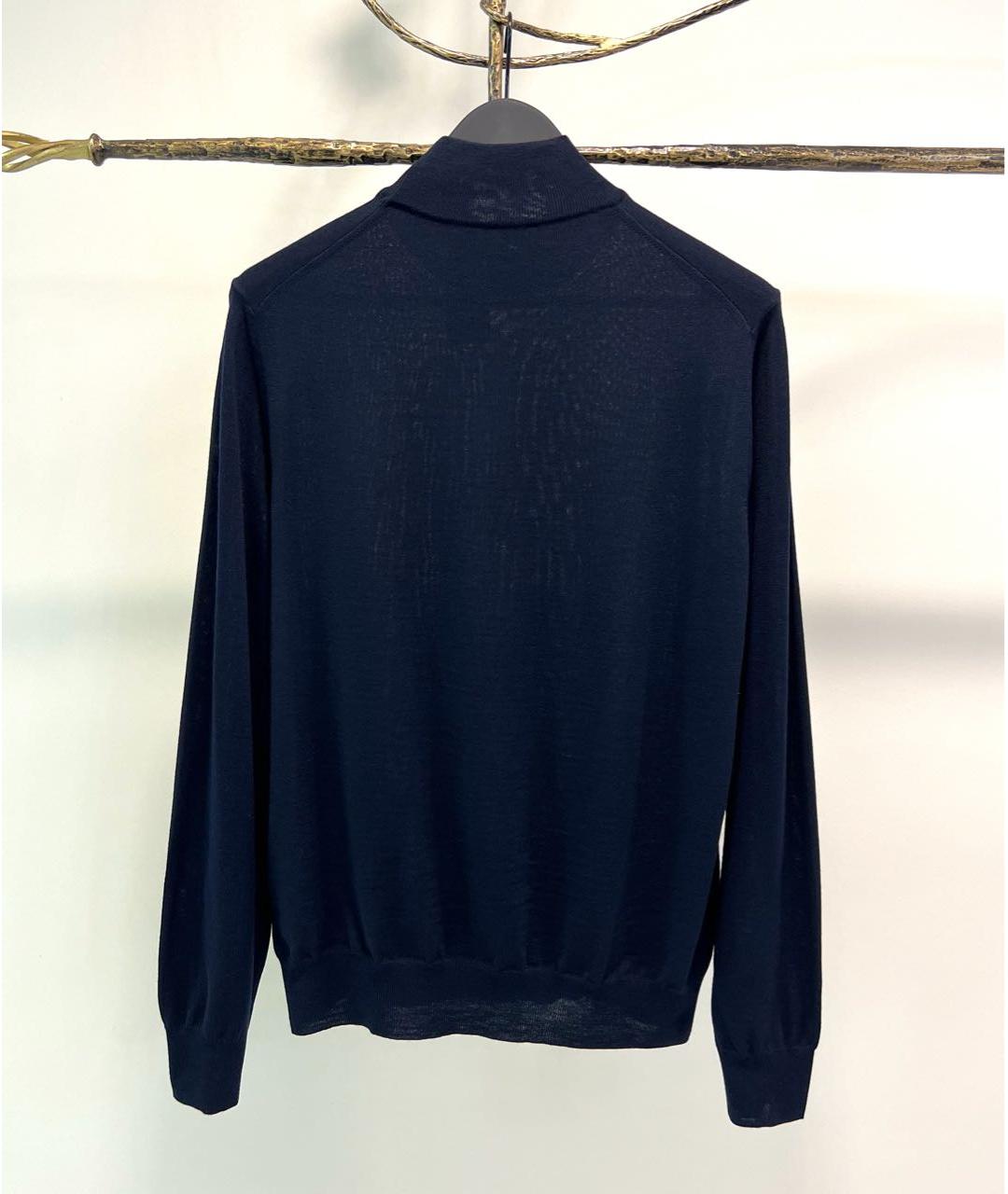 CANALI Темно-синяя шерстяная водолазка, фото 2