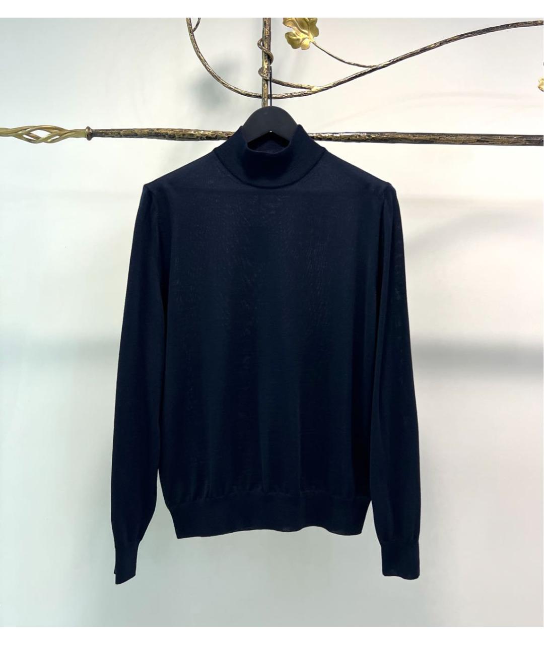 CANALI Темно-синяя шерстяная водолазка, фото 5