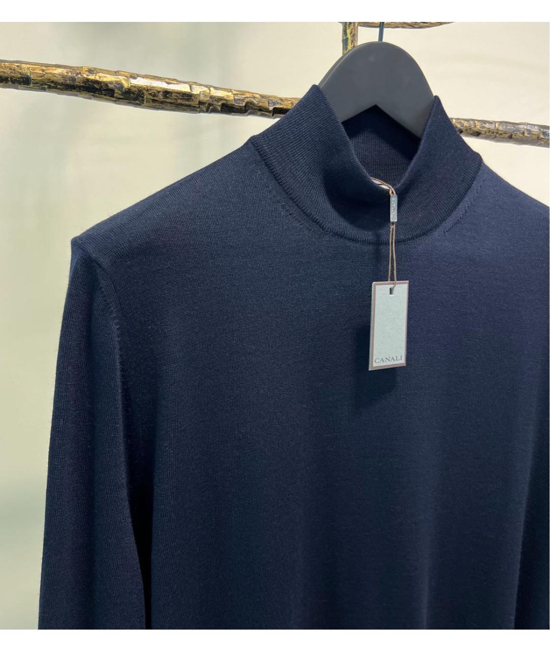 CANALI Темно-синяя шерстяная водолазка, фото 3