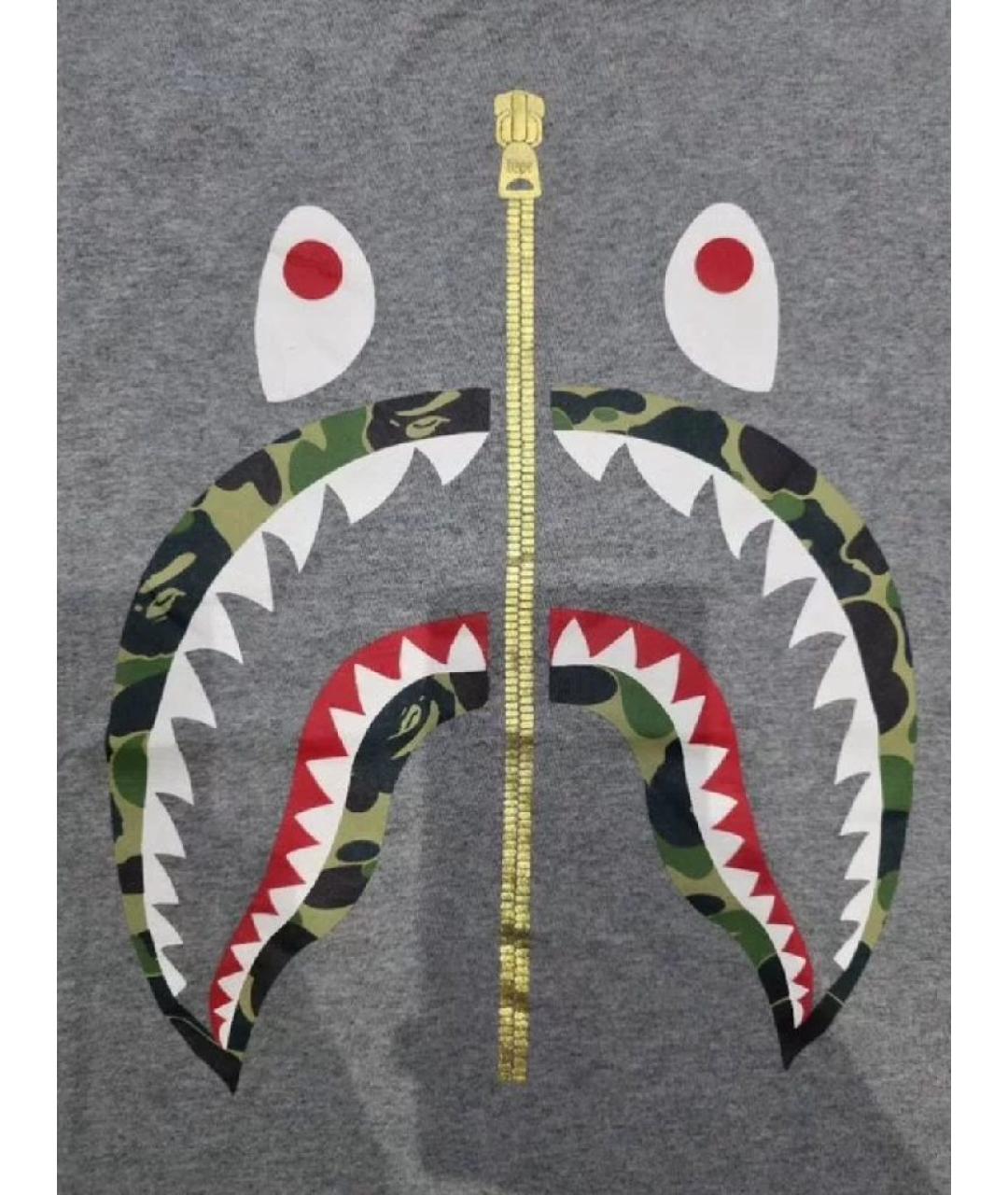 A BATHING APE Серая хлопковая футболка, фото 2