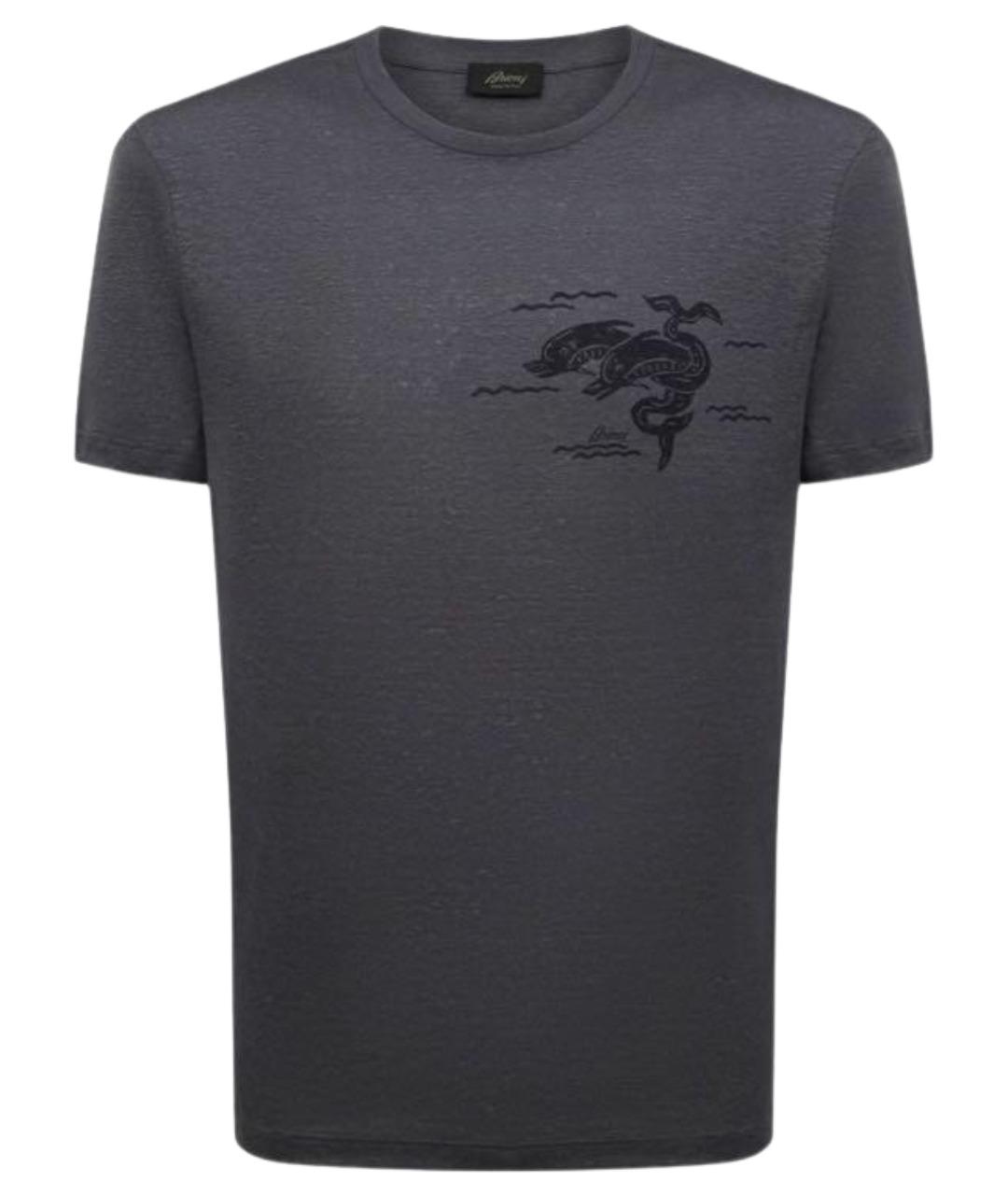 BRIONI Антрацитовая хлопковая футболка, фото 1