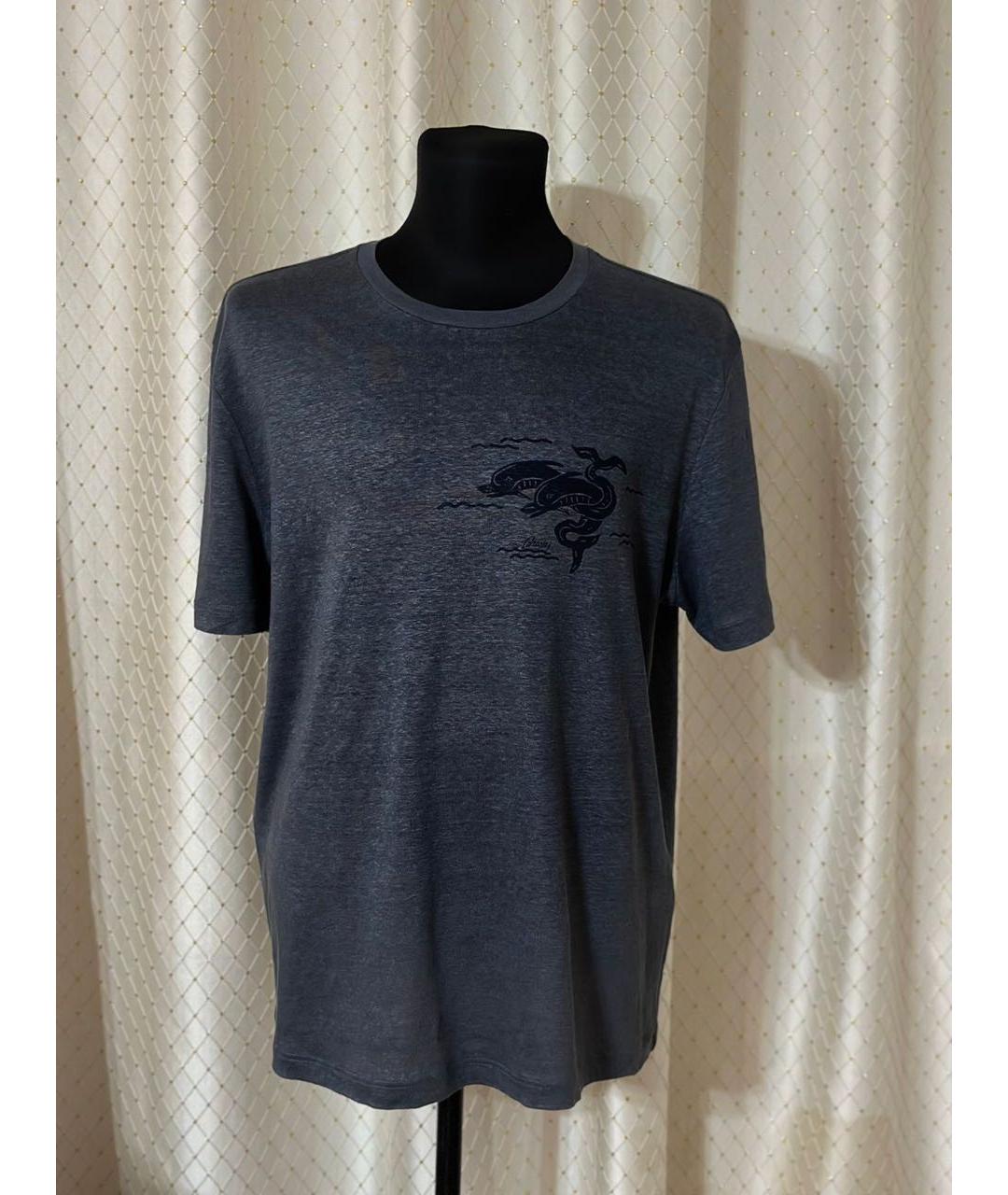 BRIONI Антрацитовая хлопковая футболка, фото 3