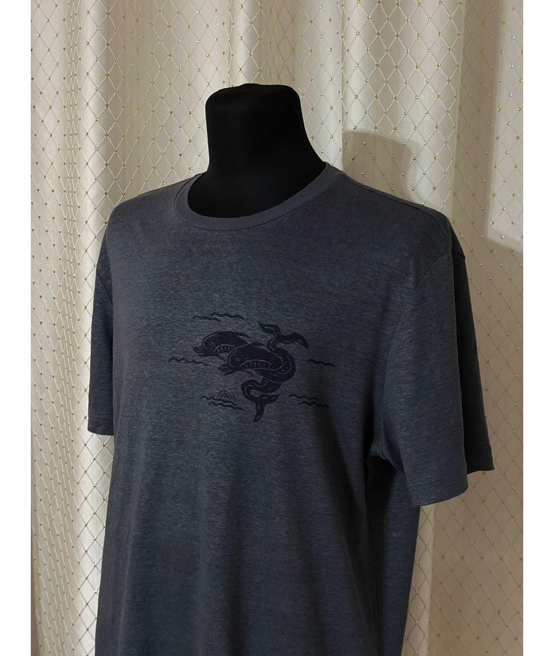 BRIONI Антрацитовая хлопковая футболка, фото 4