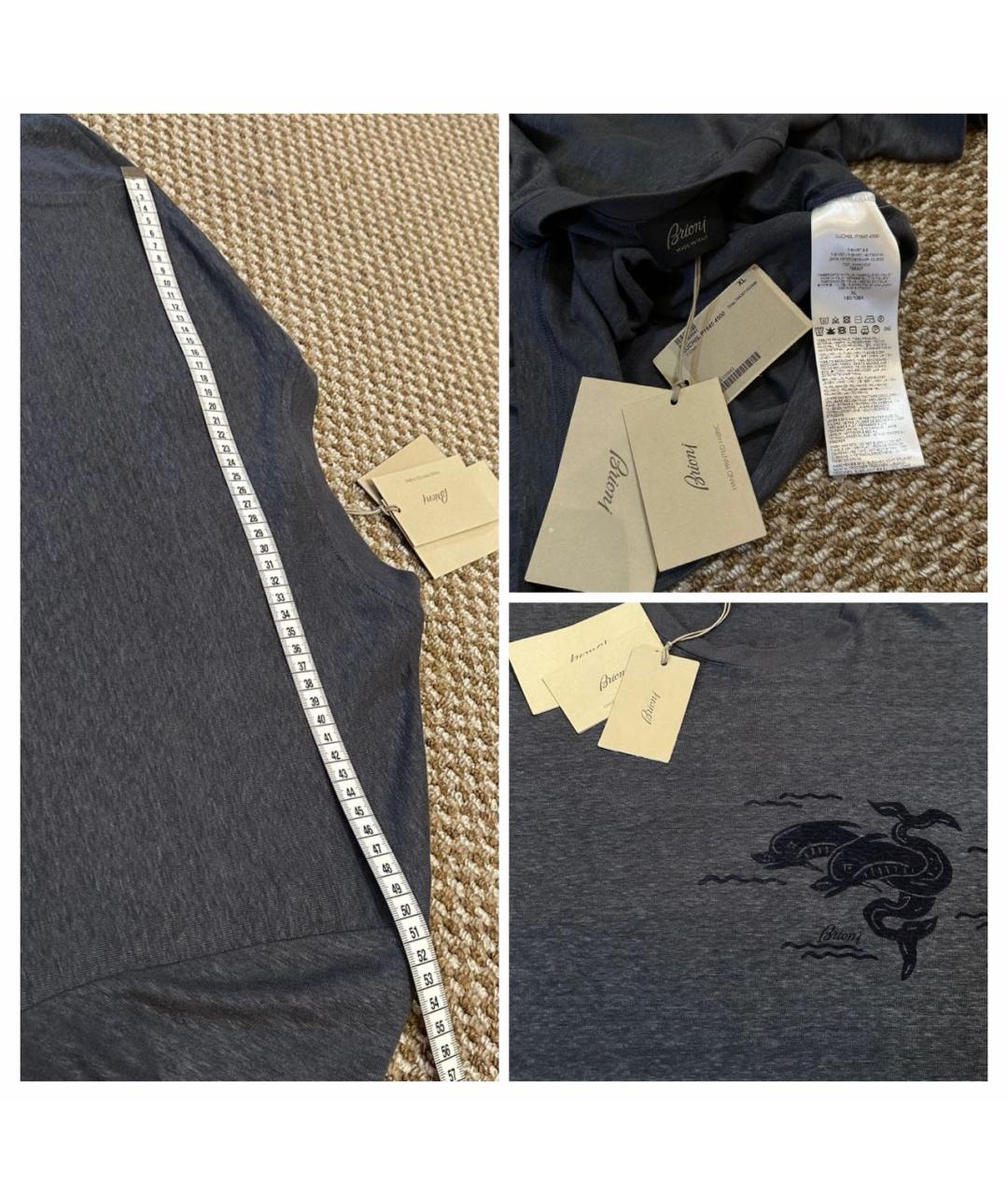 BRIONI Антрацитовая хлопковая футболка, фото 8