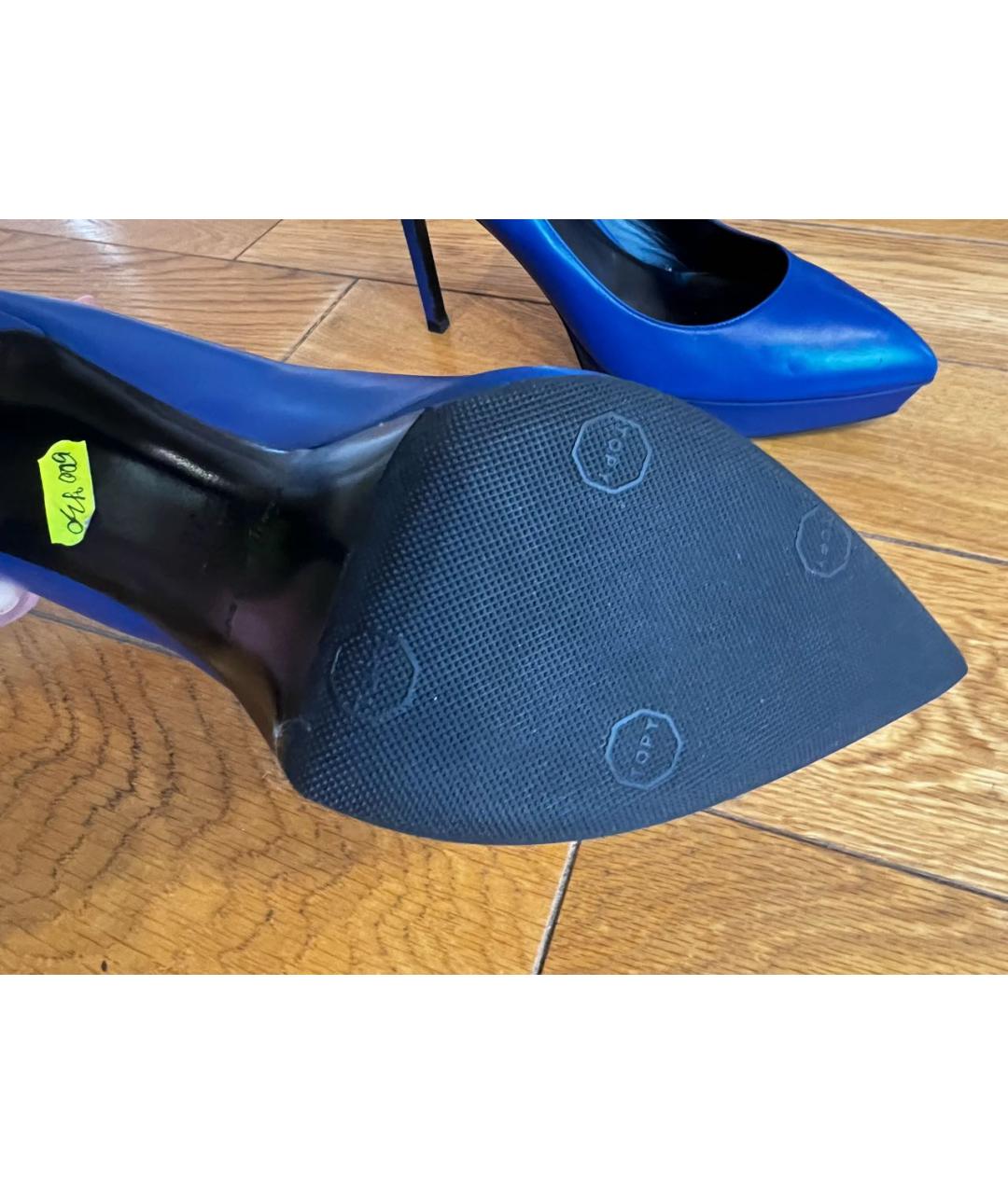 SAINT LAURENT Синие кожаные туфли, фото 7