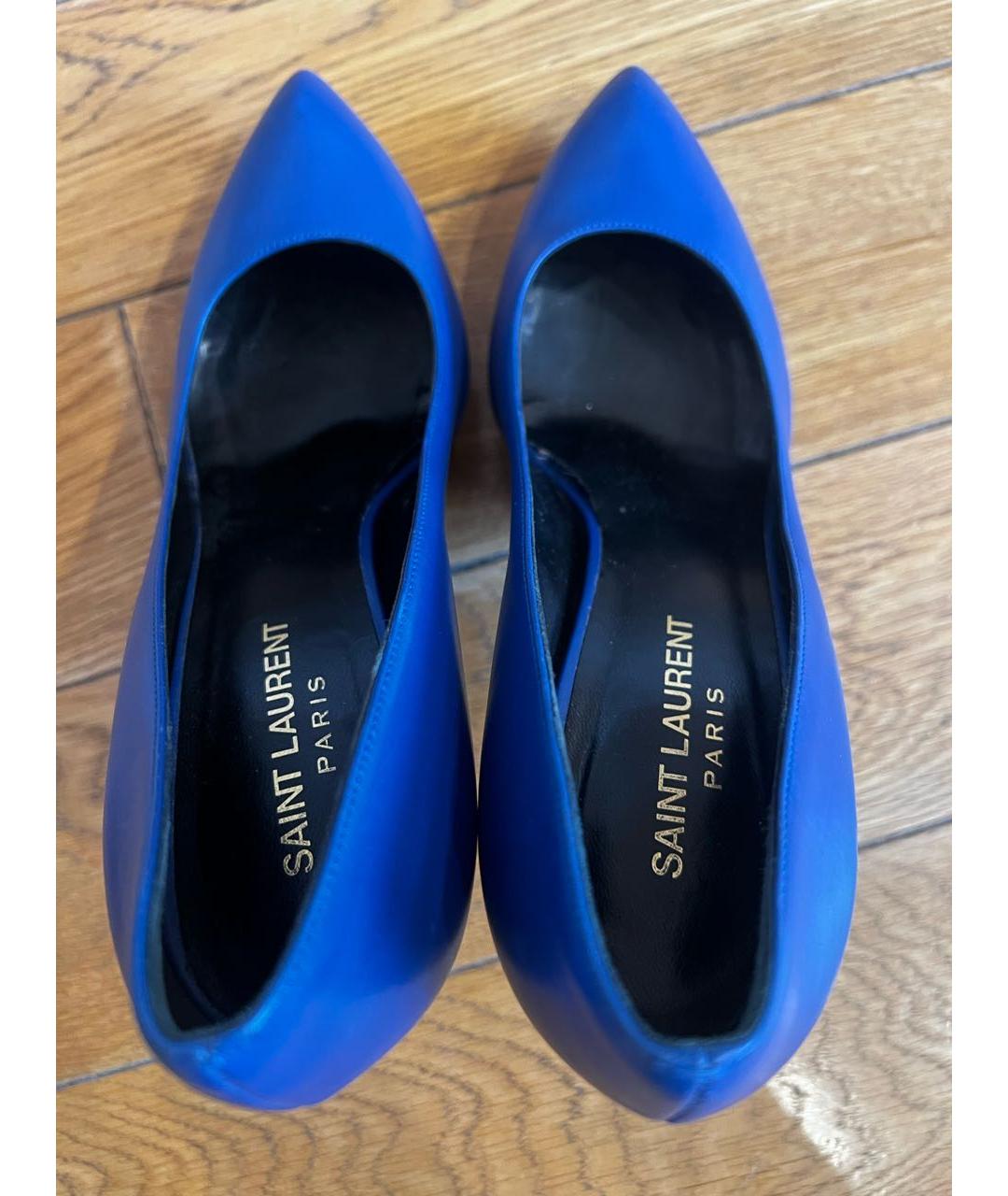 SAINT LAURENT Синие кожаные туфли, фото 4