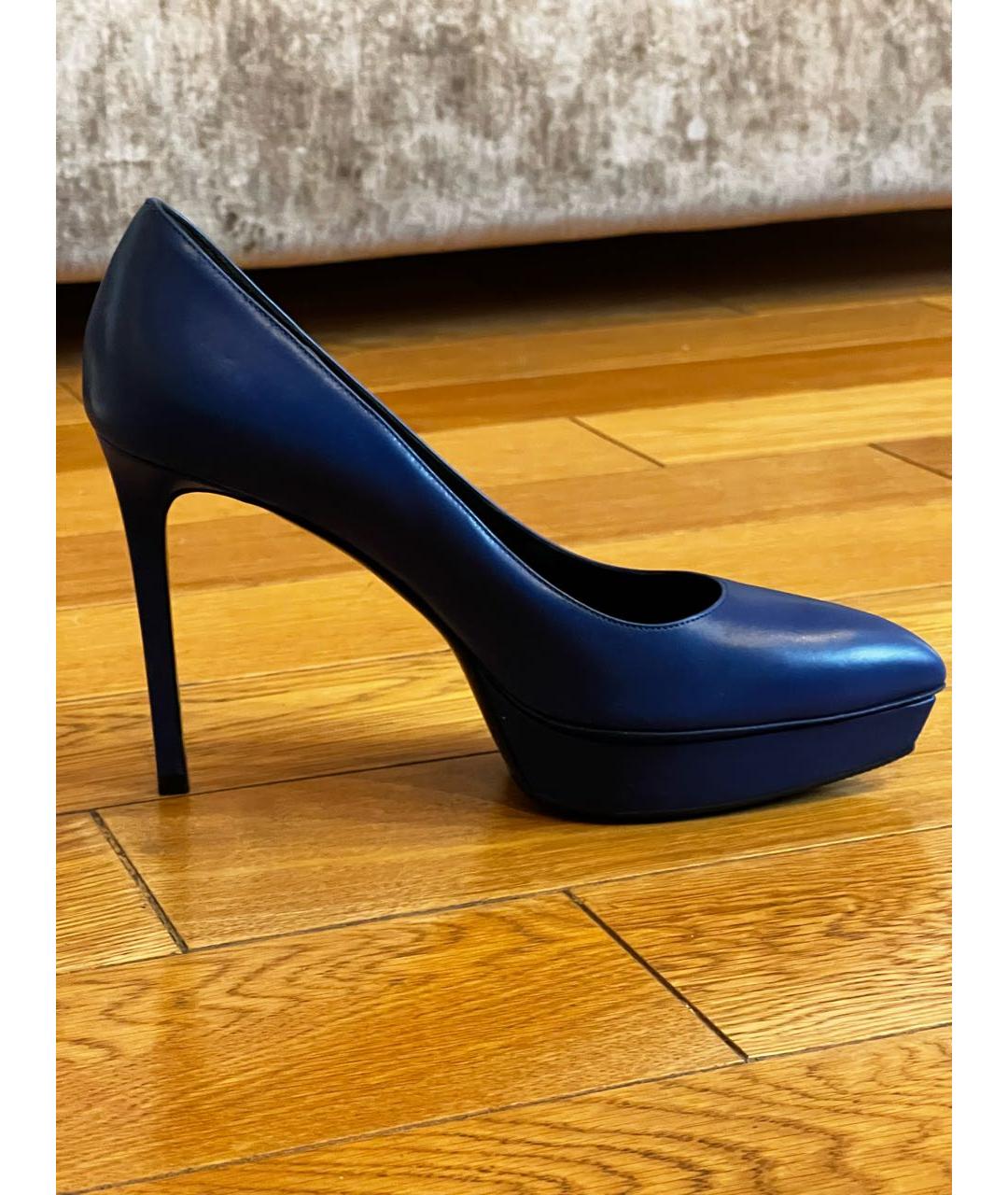 SAINT LAURENT Синие кожаные туфли, фото 9