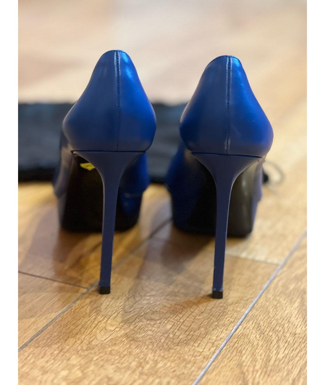 SAINT LAURENT Синие кожаные туфли, фото 5